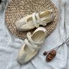 Leder Mary Jane Schuhe Damen Sommer Neu Klettverschluss Ballerinas Casual Vielseitig Flachsohlig Mode Einzelne Schuhe Trend