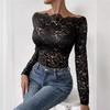 Lace T Shirt Top Women Sexy Navel Exposed Pullover Fashion Splice Hot Girl Club Party Top Autumn New Lady T Shirt