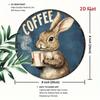 Vintage Kaninchen Kaffee Metallblechschild, 8x8 Zoll Rundes Wanddekor für Bar Café, Haustier Tier Kunstdruck