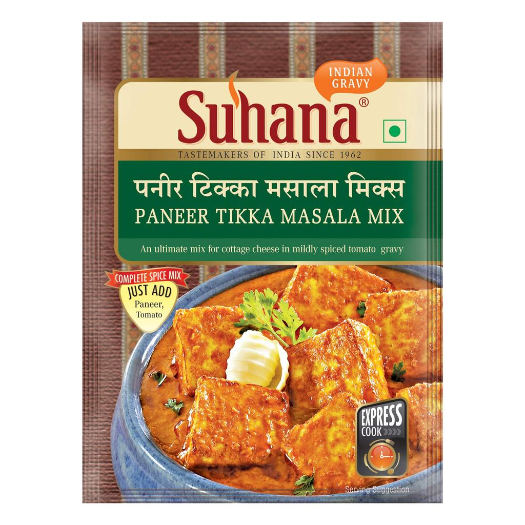 Suhana Paneer Butter 50g x 4, Paneer Tikka 50g x 4 - Combo of 8 | Easy to Cook | Spice Mix