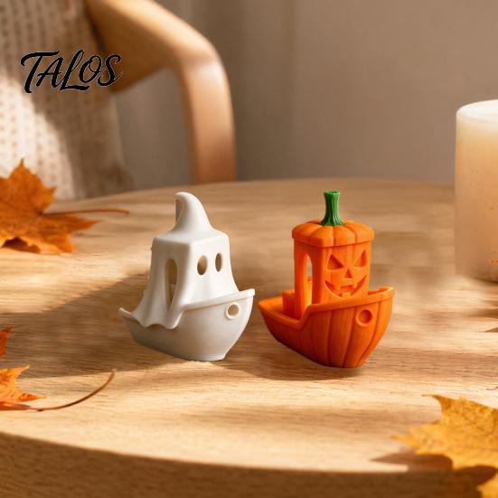 Healing Aesthetic Decor 3D Printed Ghost/Pumpkin Boat Figurine, Creative Ghost Ornament, Mini Pumpkin Halloween Decoration Desktop Decoration,