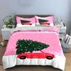 Red Car with Christmas Tree Bedding Duvet Cover Set  (1*Duvet Cover 2*Pillowcases, without duvet insert)