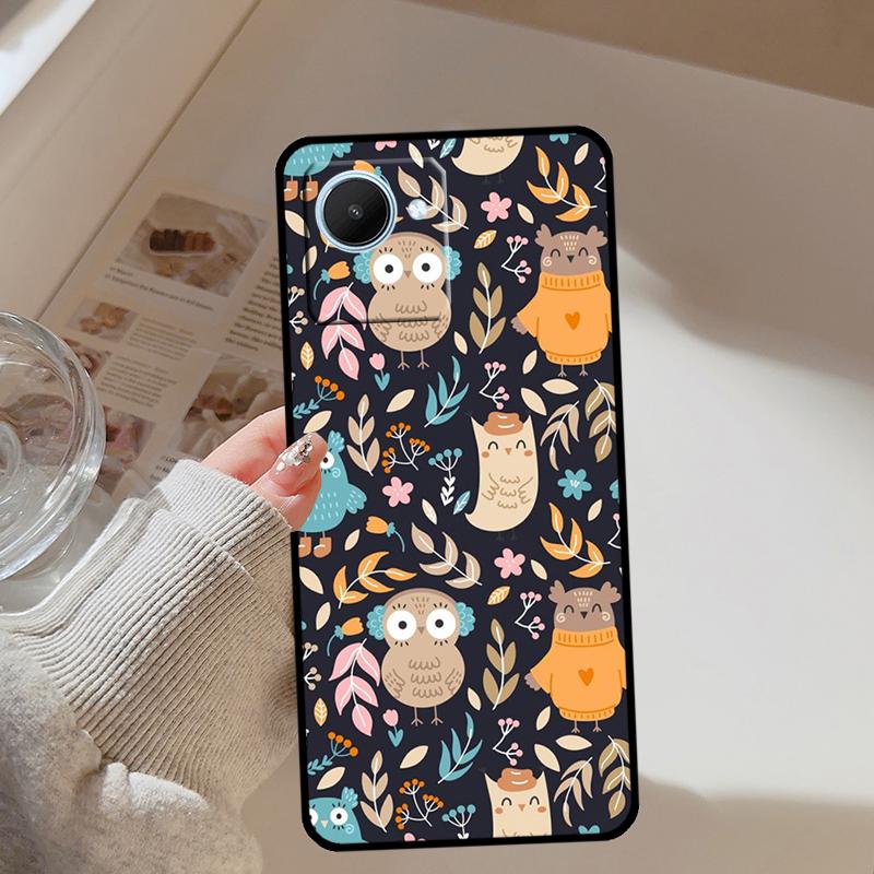 Eulenmuster für Realme 13 12 10 11 14 Pro Plus GT 6T 6 5 GT7 Pro C61 C55 C53 C51 C21Y C25S C75 C67 Hülle
