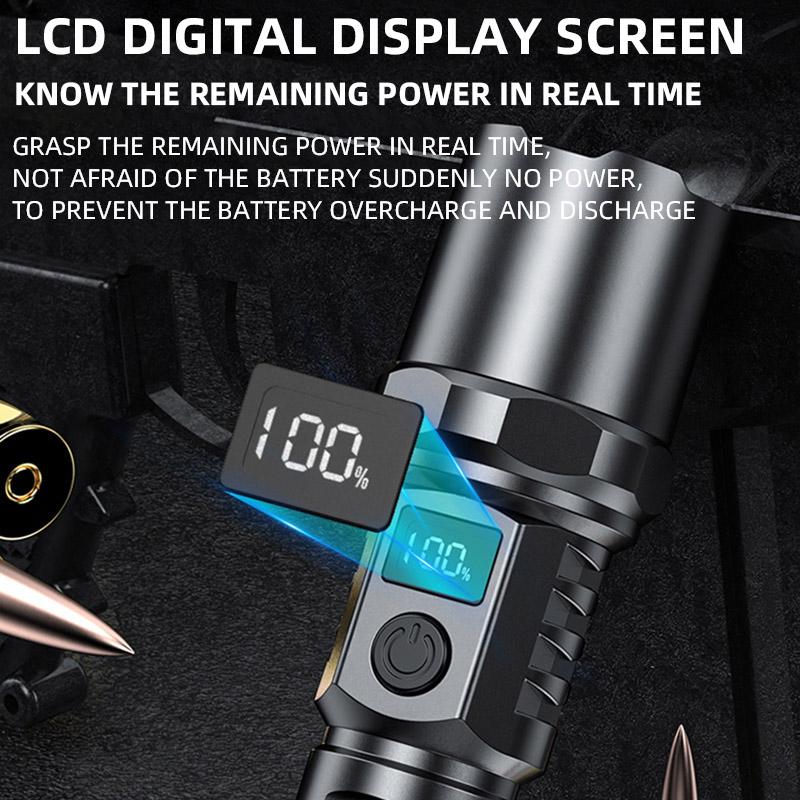 New High-power Led Flashlight Rechargeable Retractable Flashlight Digital Zoom USB Hand Light Camping Outdoors