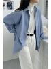 Women's Corduroy Lantern Sleeve Loose Shirt Jacket - 2022 Spring/Autumn Collection