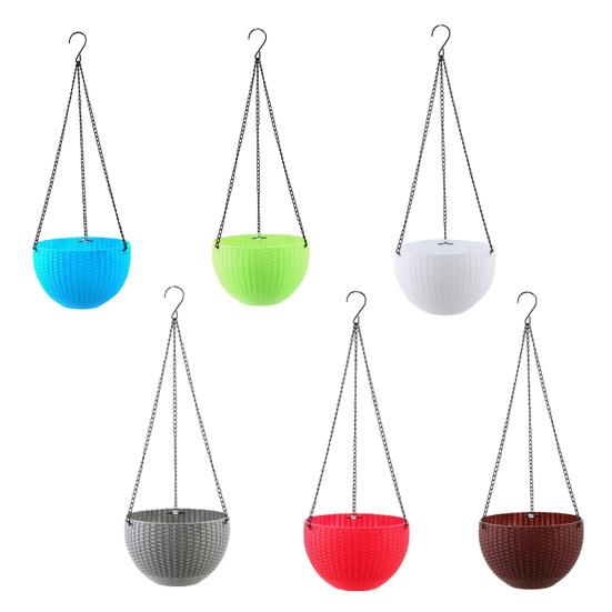 Self-absorbing Flowerpot Rattan-like Weaving Texture And Absorbent Rope Flower Pot with Hanging Chain Planter for Indoor Outdoor