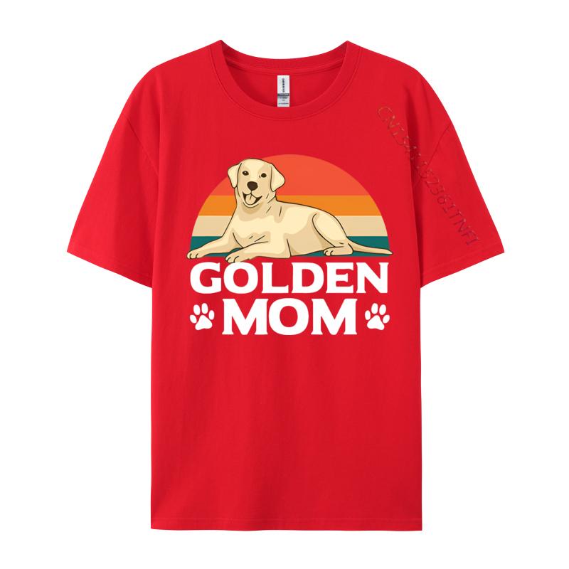 Golden Mom Labrador Retriever Vintage Tshirt Black Tops Shirts New Design Cool Cotton Male Top Tshirts Cosie
