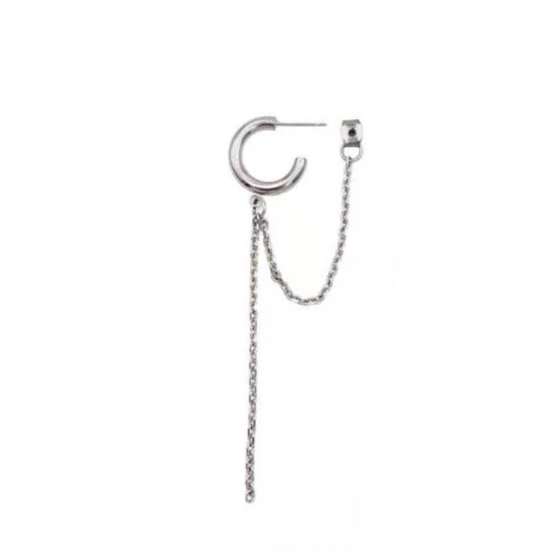 Fenny Waterproof Versatile Popular Chain Tassel Dangle C-shaped Hoop Earring No Fade Stainless Steel Ladies Jewelry
