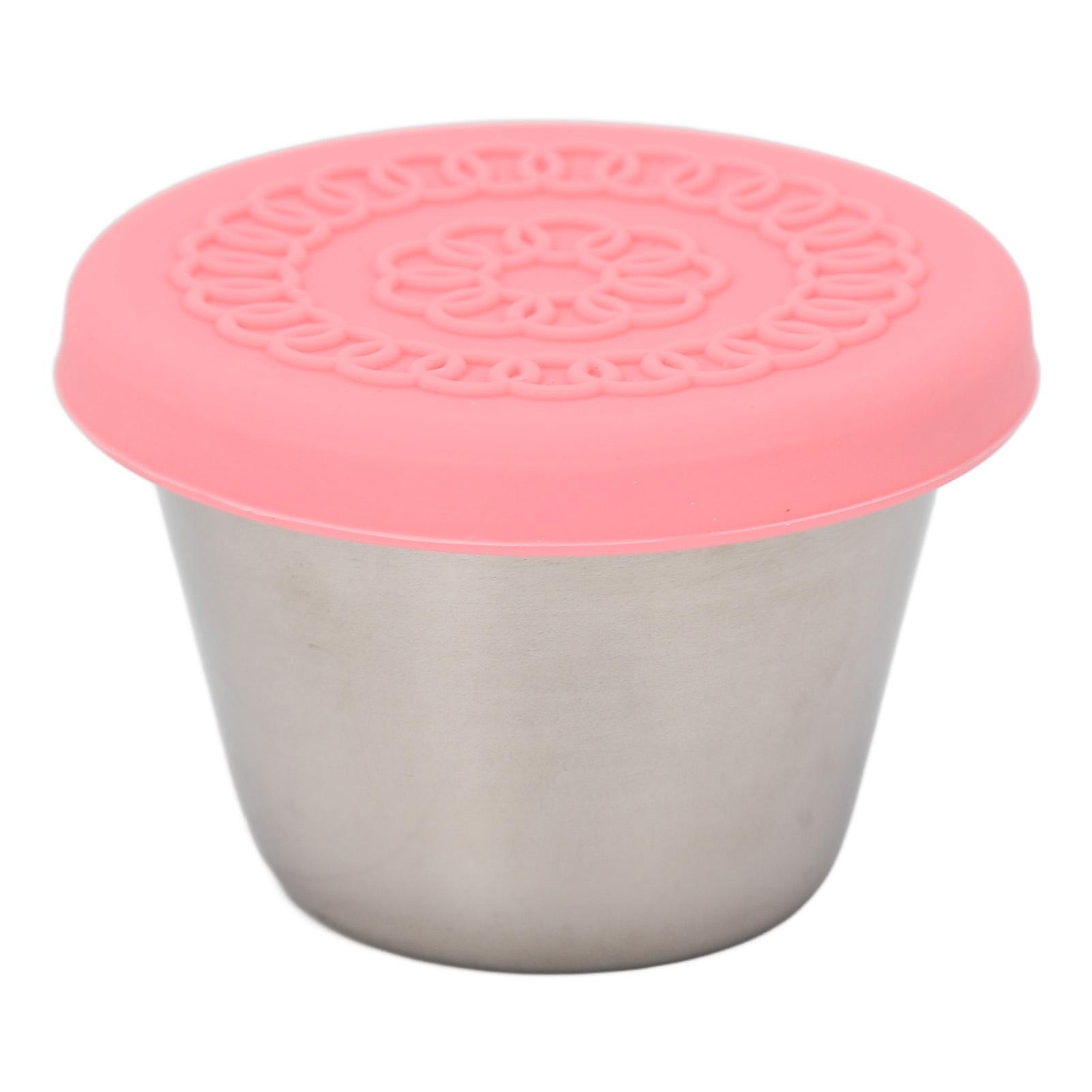 

Stainless Steel Dressing Container Dipping Sauce Container with Sealing Silicone Lid for Beauty Salon Kitchen 70ml