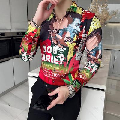 European & American Style Men's Long-Sleeve Printed Shirt 2818