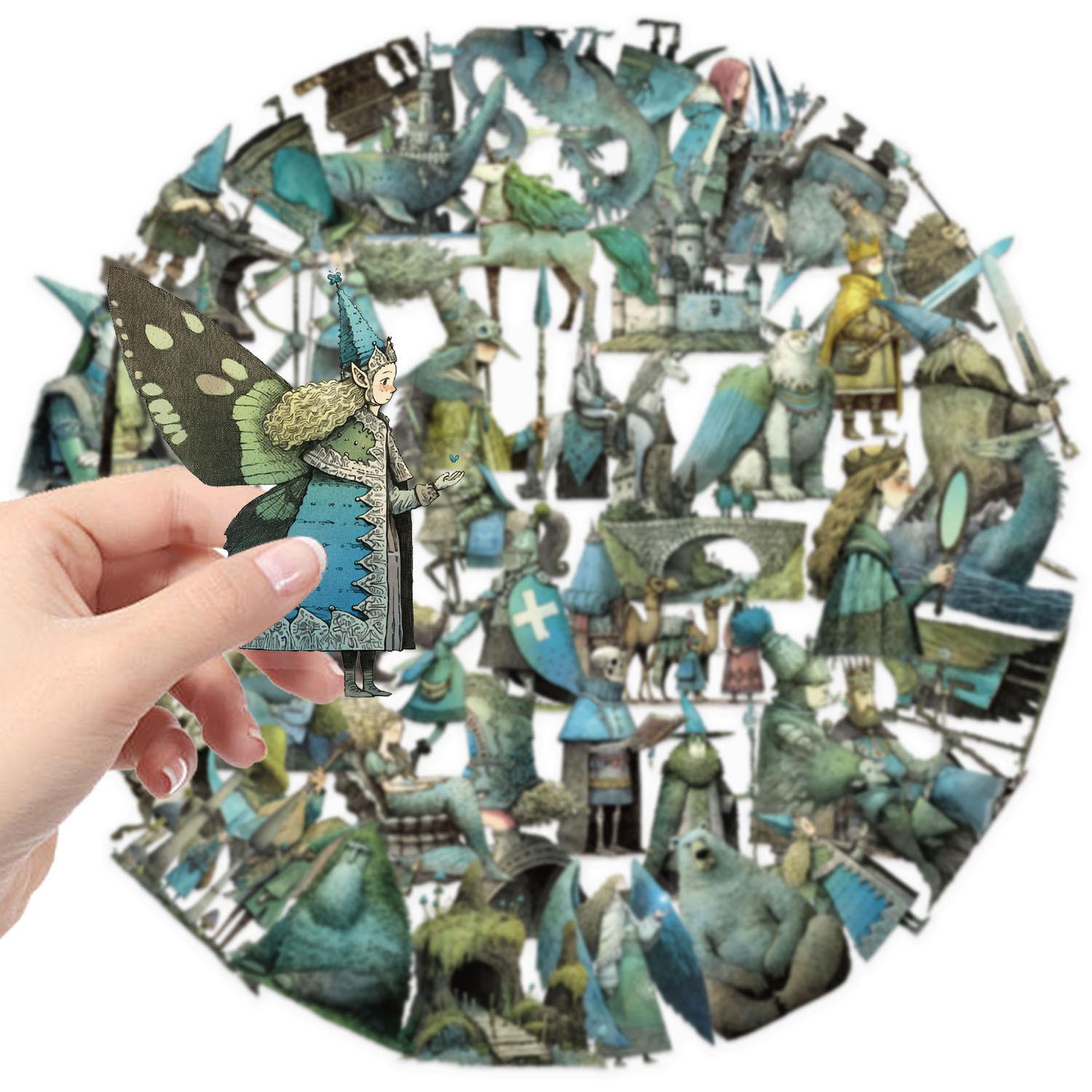 

50Pcs Fairy Tale Magic World Theme Stickers PET Transparent Stickers for Decorating Notebook Guitar Piano and Reward Stickers