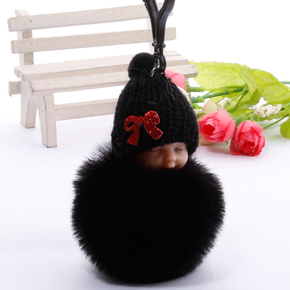 Imitation Rex Rabbit Fur Sleeping Doll Keychain - Cute Sleeping Baby Bag Pendant Gift