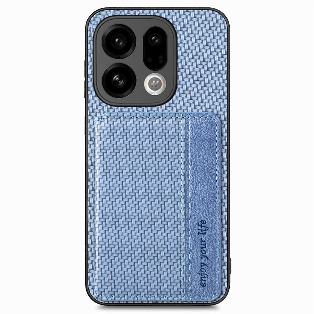For Oppo Find X9 5G Case RFID Blocking Carbon Fiber Leather Phone Back Cover with Card Holder