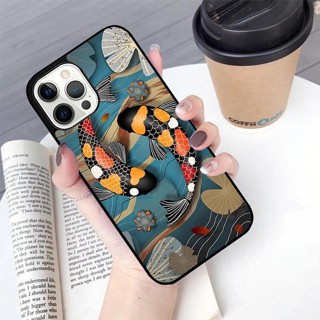 Koi Carp Fish Japanese Skull Tattoo Phone Case Cover for iPhone 17 Air 16 16e 15 12 11 13 14 Pro Max Apple Plus