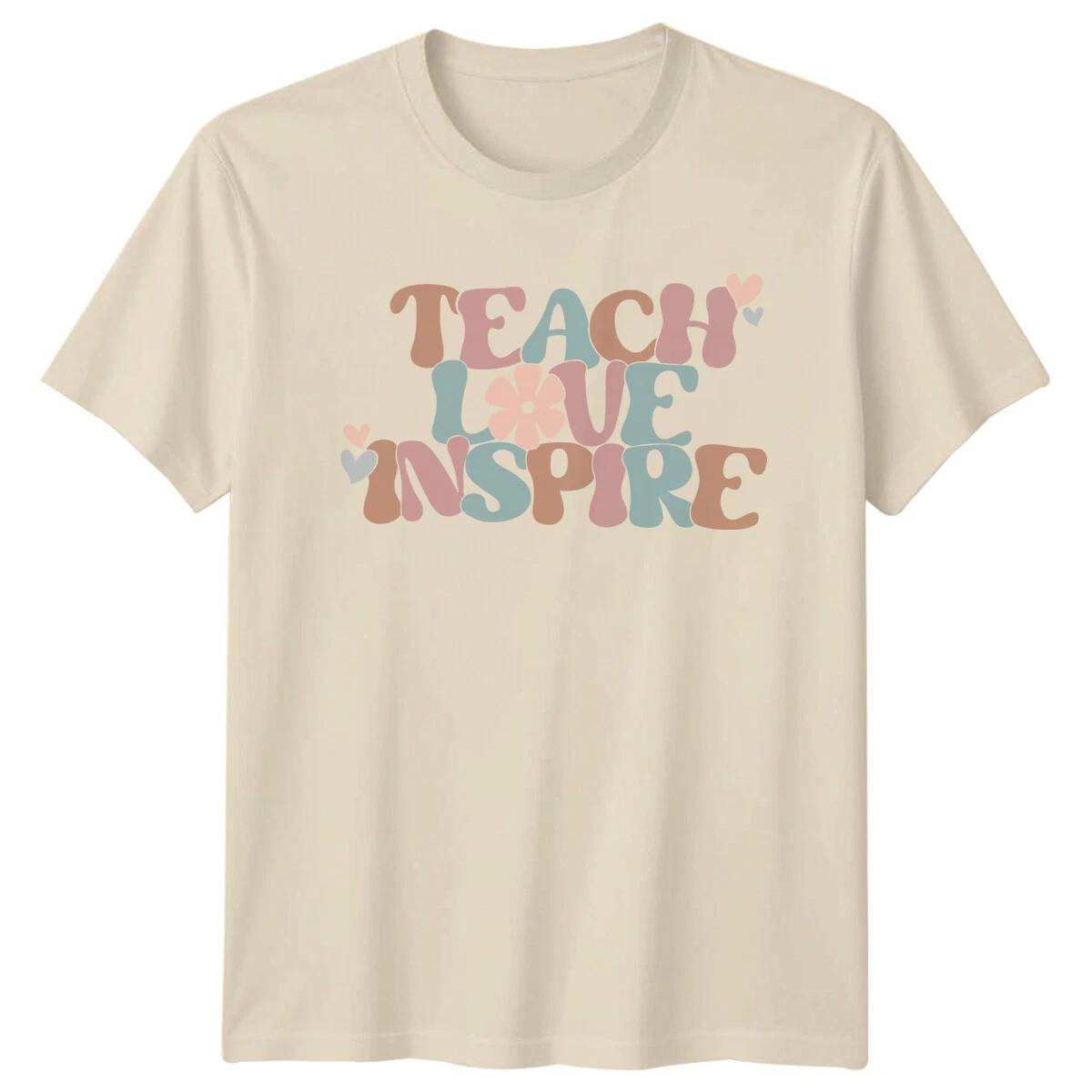 Teach Love Inspire Retro Teacher T-Shirt -a XXL