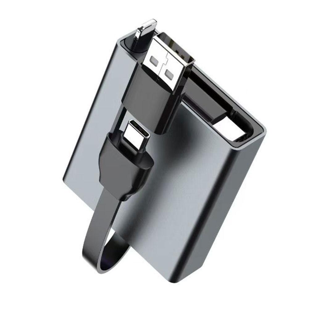 For Arrival Telescopic USB Cable Type C 66W PD 4 In 1 Data Cable Fast Charging Retractable For IPhone Samsung Mobile IPad Laptop