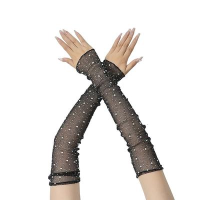 Netz-Überärmel Pailletten-Diamant Niedrige Elastizität Fingerlose Handschuhe Sommer ALL-Match Fahrer Sonnenschutz-Ärmel