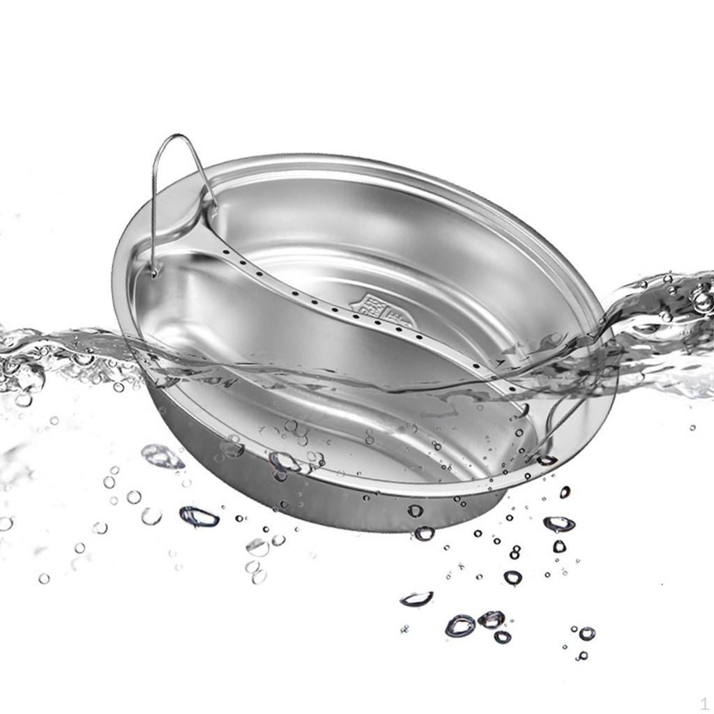 Deep Round Divided Food Pan Chafing Dish Stainless Steel Steam