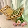 Flower Pattern Wooden Quran Holder Elegant Style Hollow Out Recipe Storage Rack Detachable Book Display Rack Ramadan Decor