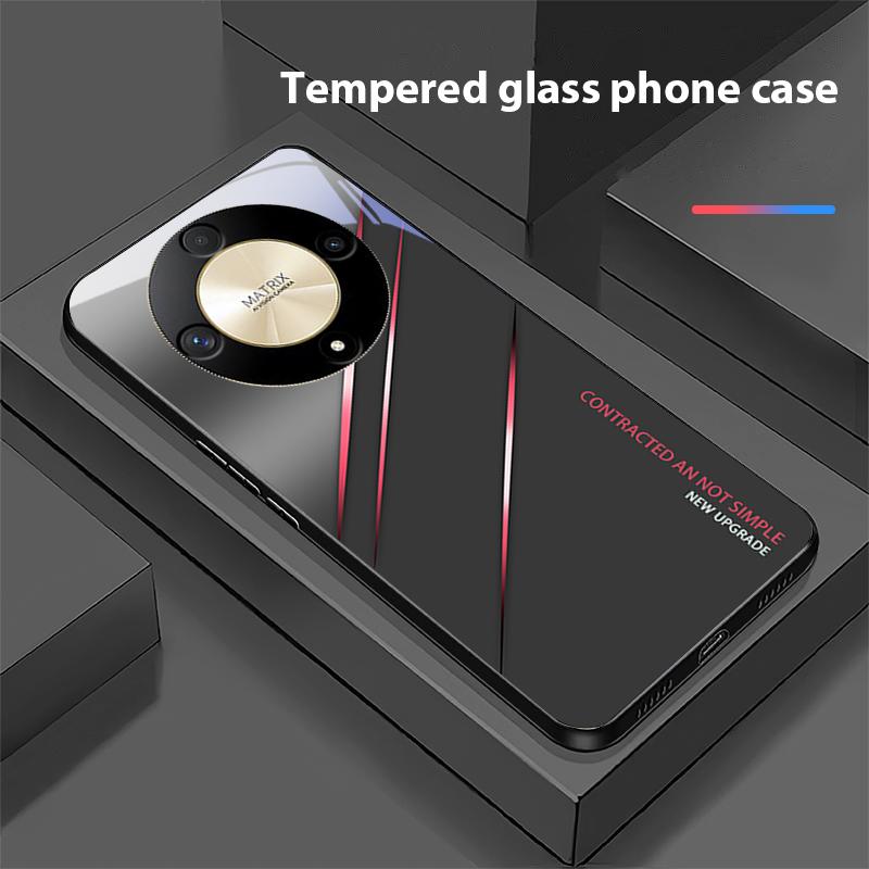 Gradient Crack Red For Honor Magic 6 50 70 90 Lite X7b 200 Pro Nova 10 Nova 5T X6 P30 Pura 70 Ultra Tempered Glass Phone Case