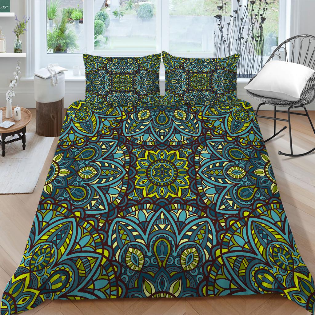 3D Bohemian Printed Bedding Single Double Bed Full Size Tropical Pattern Pillowcase and Quilt Cover Comfortable Home Decoration