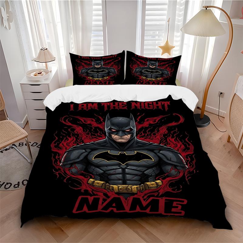 Custom Textile Batman Moon Bedding 3 Piece Set HD Print Duvet Cover Pillowcases for Teens Adult Bedroom Decoration