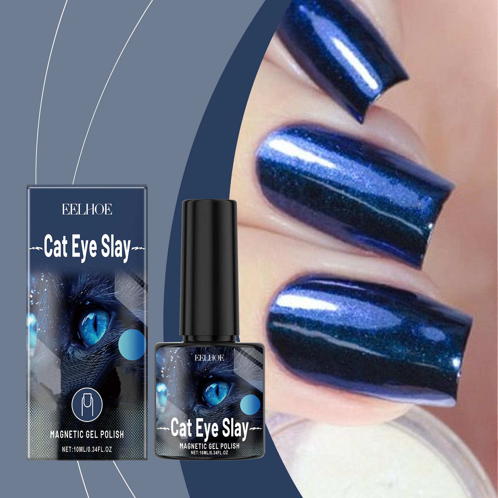 

Лак для ногтей EELHOE Cat s Eye Blue Black Стойкий Быстросохнущий Прозрачный желеобразный Черный Синий Мягкий лак для ногтей на водной основе 10ml
