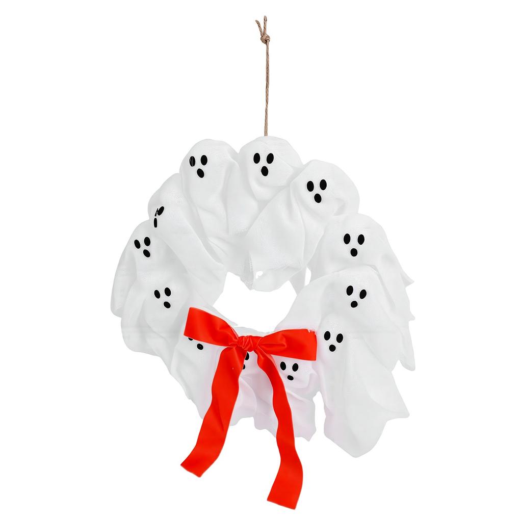 Ghost Wreath Repeated Use Decorative Glowing Ghost Wreath Decor with Cute Bow for Home Party