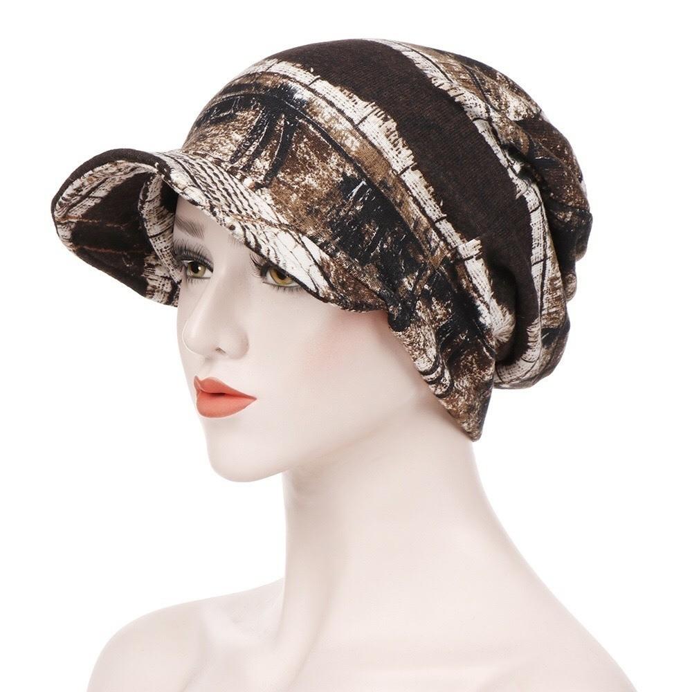 Print Design Hair Loss Cap Comfortable Visor Cap Slouch Design Chemo Caps  Head Scarf