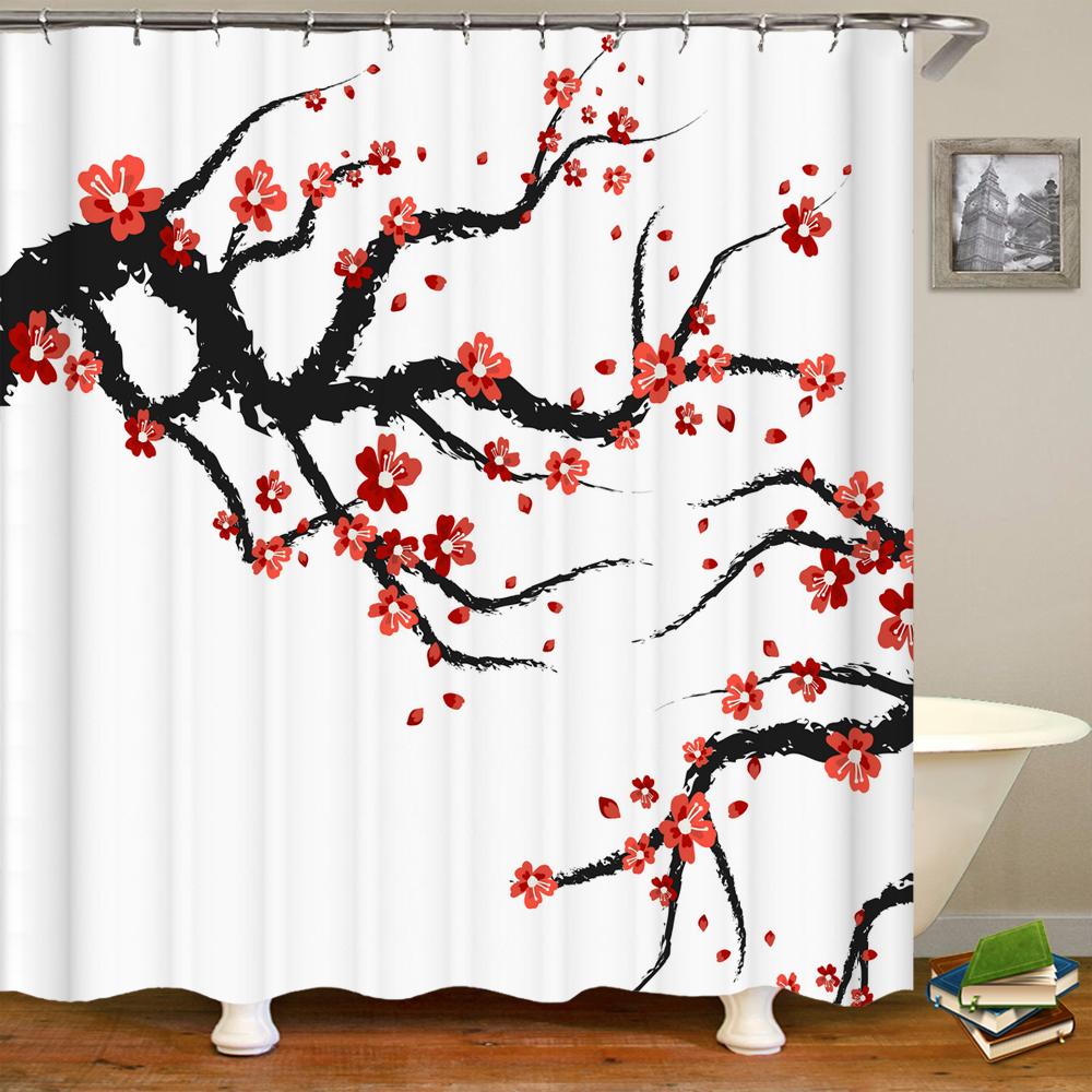 Waterproof Polyester Fabric Shower Curtains Japanese-Style Printing Bathroom Curtains For Home Decoration Curtain