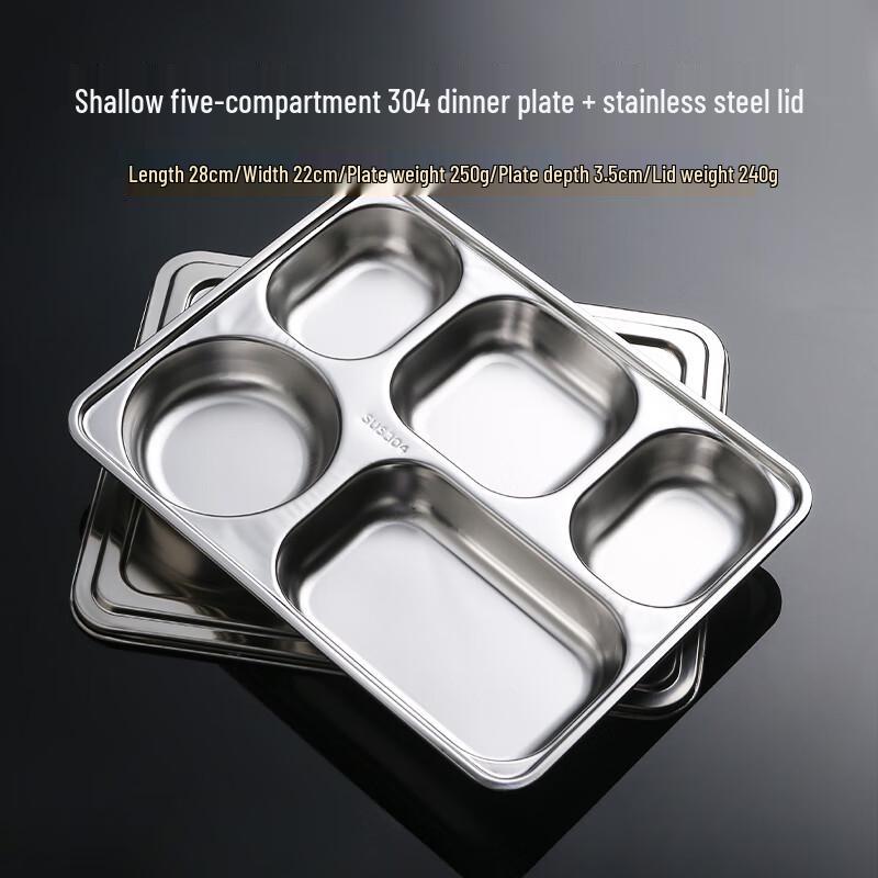 Stainless Steel Divided Meal Tray with Lid