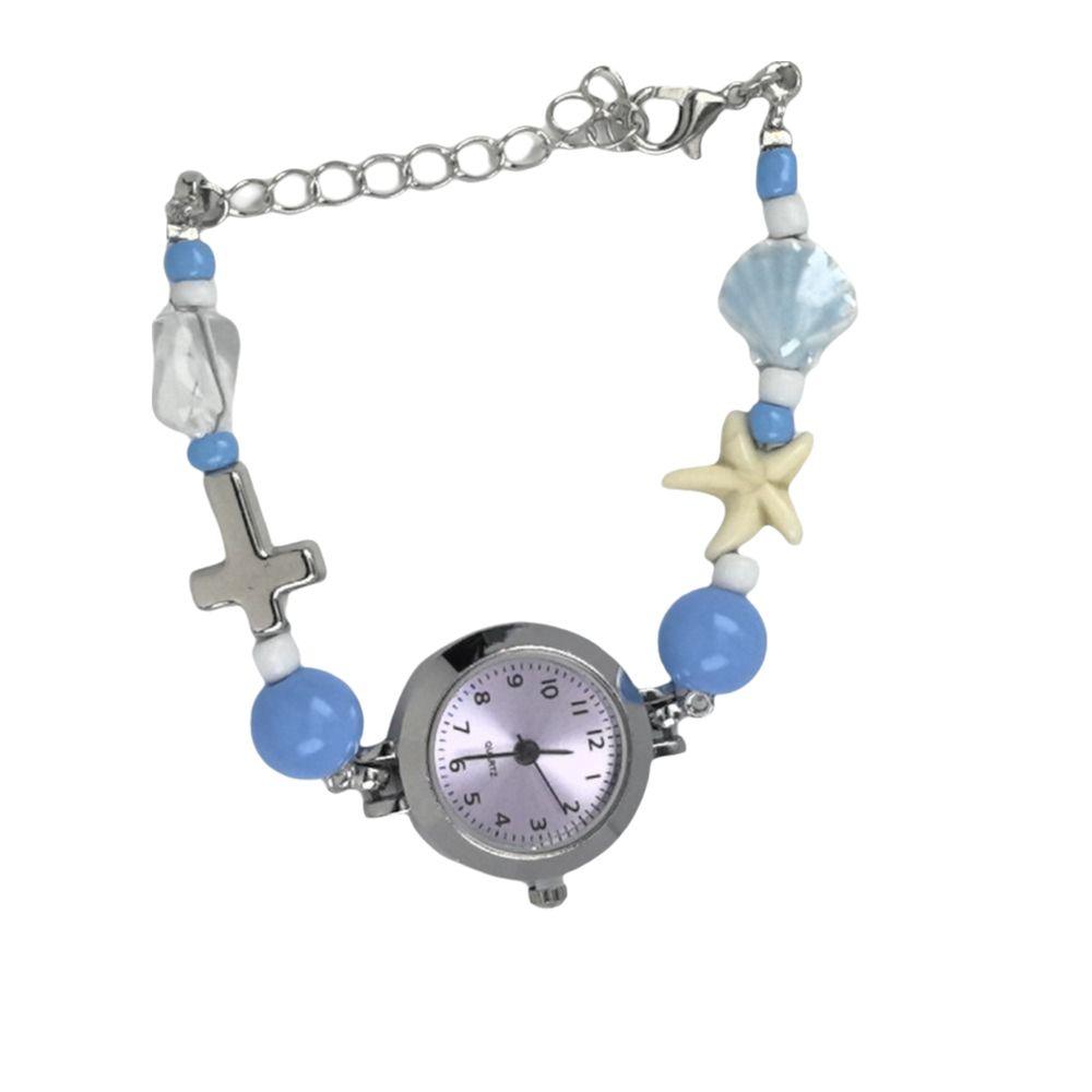 Adjustable Bracelet Watch Starfish Shell Quartz Watch New Ceramic Beaded Bracelet Watch  Gift