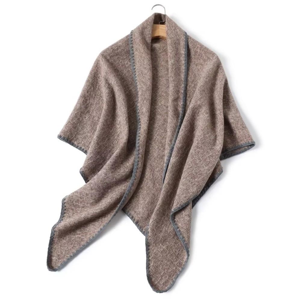 Loose Fit Knitted Poncho Cape Thick Women Shawl Fashion Warm Shawl Scarf Office Wear