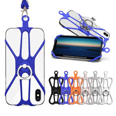 2-in-1 Universelles Silikon-Nackenband Handy-Seil Lanyard Ringhalter