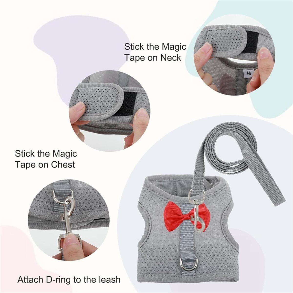 Bunny Harness and Leash Set, Soft Breathable Mesh Vest, Escape-Proof Adjustable Small Pet Harness China Mainland