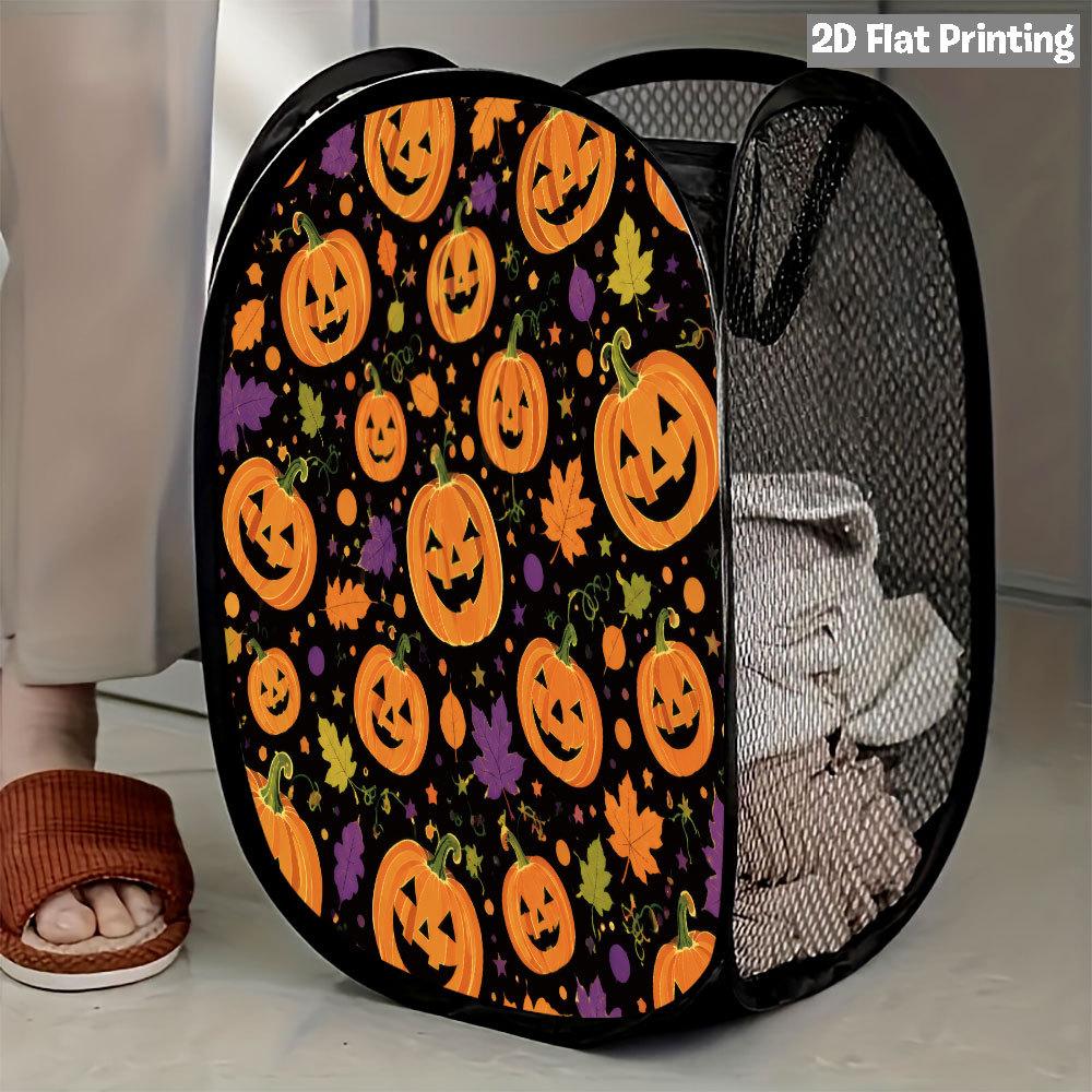 1Pcs Halloween Series 3 Pop-Up Laundry Hamper Expandable Mesh Hamper Basket for Room Bedroom Bathroom Organization Contemporary Storage