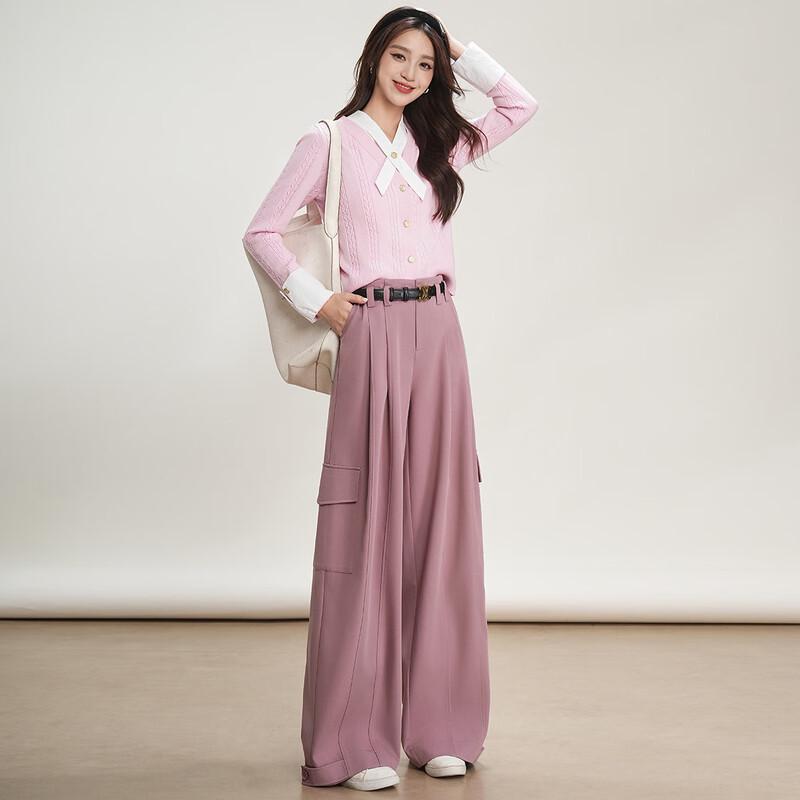 Bailuyu 2025 Autumn Loose Wide-Leg Cargo Pants with Adjustable Cuffs