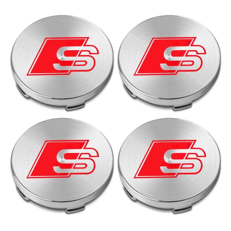 4pcs 60mm Car Wheel Center Hub Stickers 60/68mm Car Wheel Center Hub Caps Auto Decoration Accessories For 4GUFH S RS A3 A4 A1