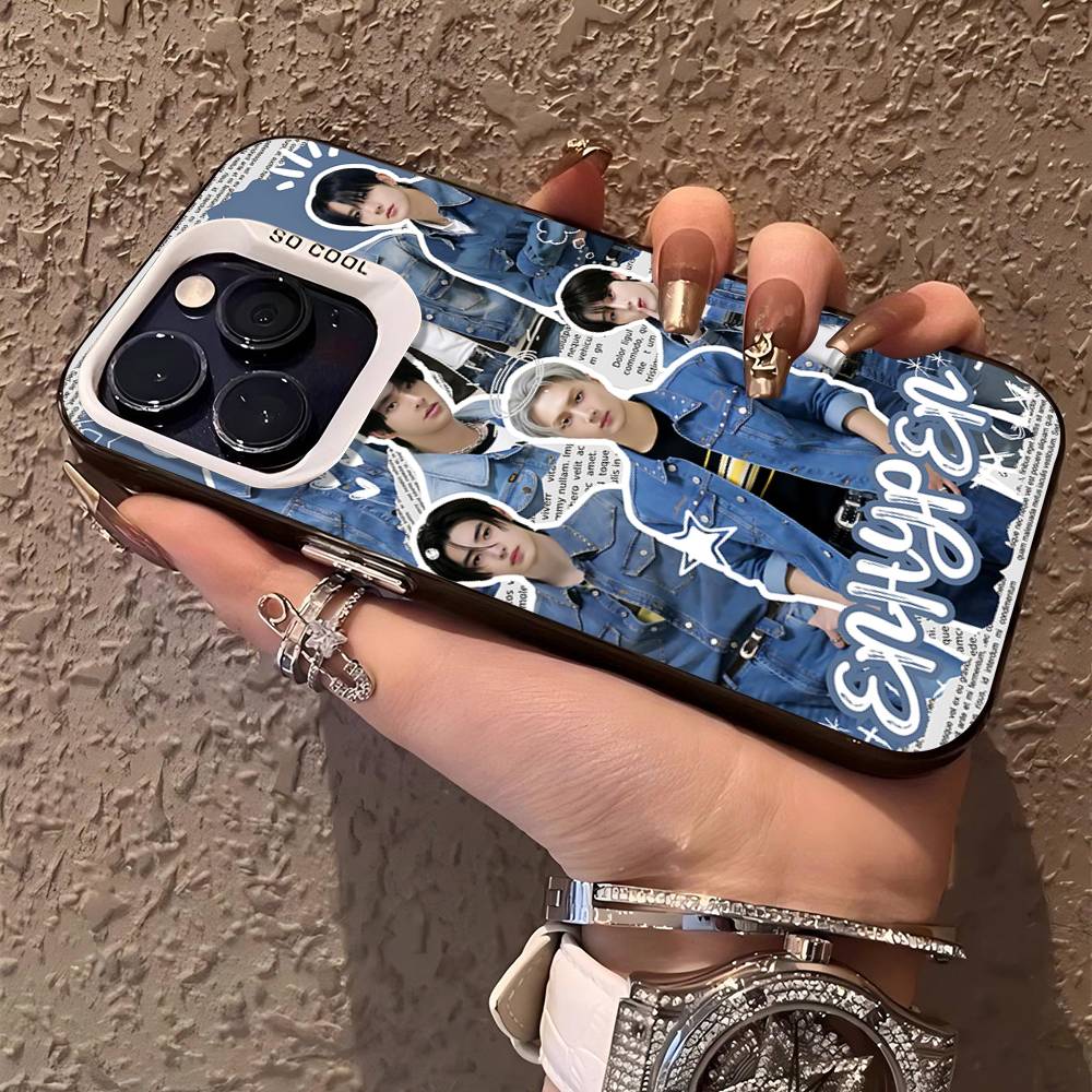 Korea E-Enhypenes Singing Phone Case For IPhone 17 Air 16 15 14 13 12 11 Pro Max Color Hard Cover iPhone 12