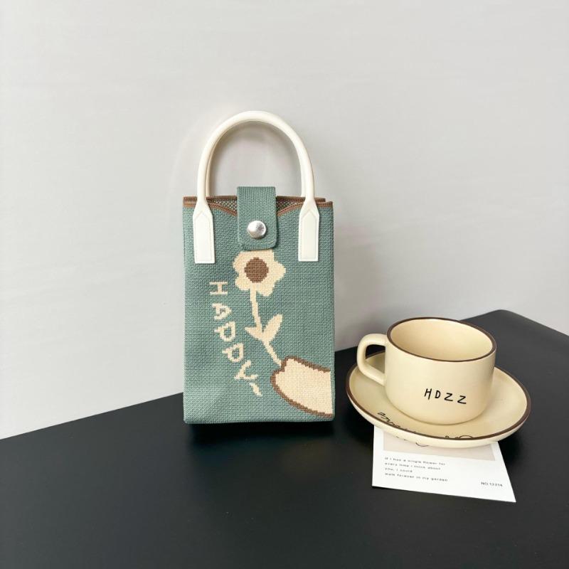 Mobile phone bag flower knitted bag niche versatile shoulder messenger bag trendy tote bag flower knitting