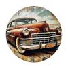 Old Style Trucks Theme Round Metal Aluminum Sign Art Desktop Decorative Plates for Bar Garage Club Yard Home Office Wall Decor