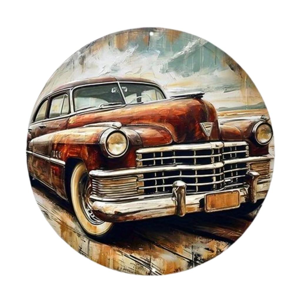 Old Style Trucks Theme Round Metal Aluminum Sign Art Desktop Decorative Plates for Bar Garage Club Yard Home Office Wall Decor
