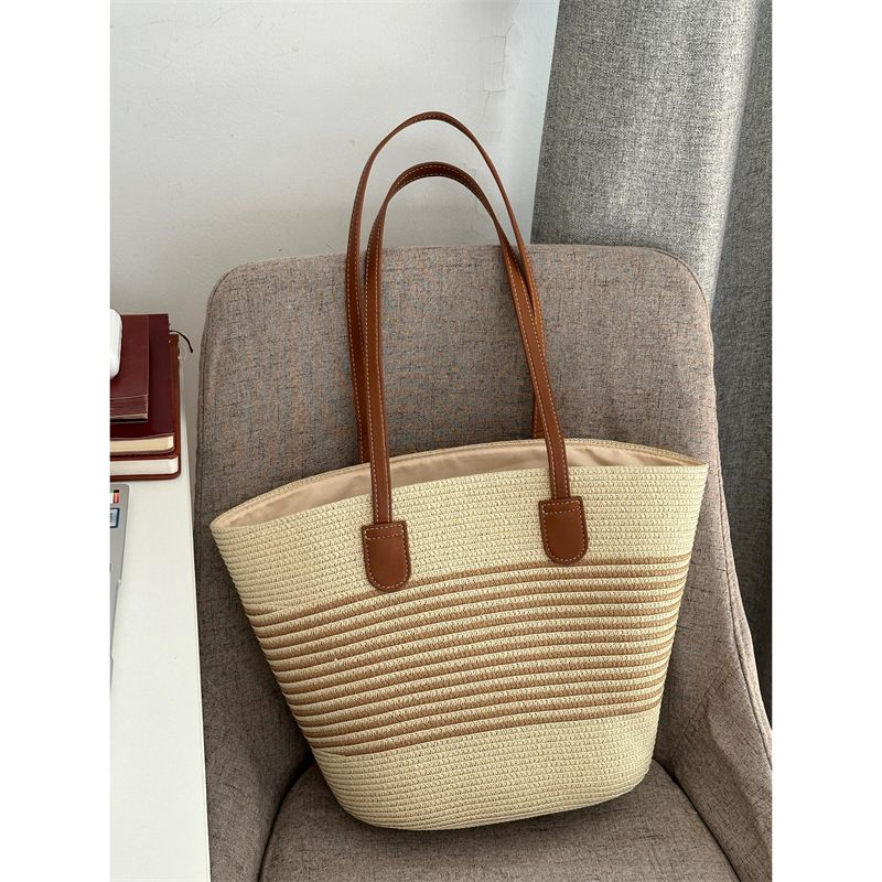 Mori Style Hand-Woven Bag Large Capacity Straw Woven Bag Women's 2025 New Arrival Beach Shoulder Bag Summer Tote Bag