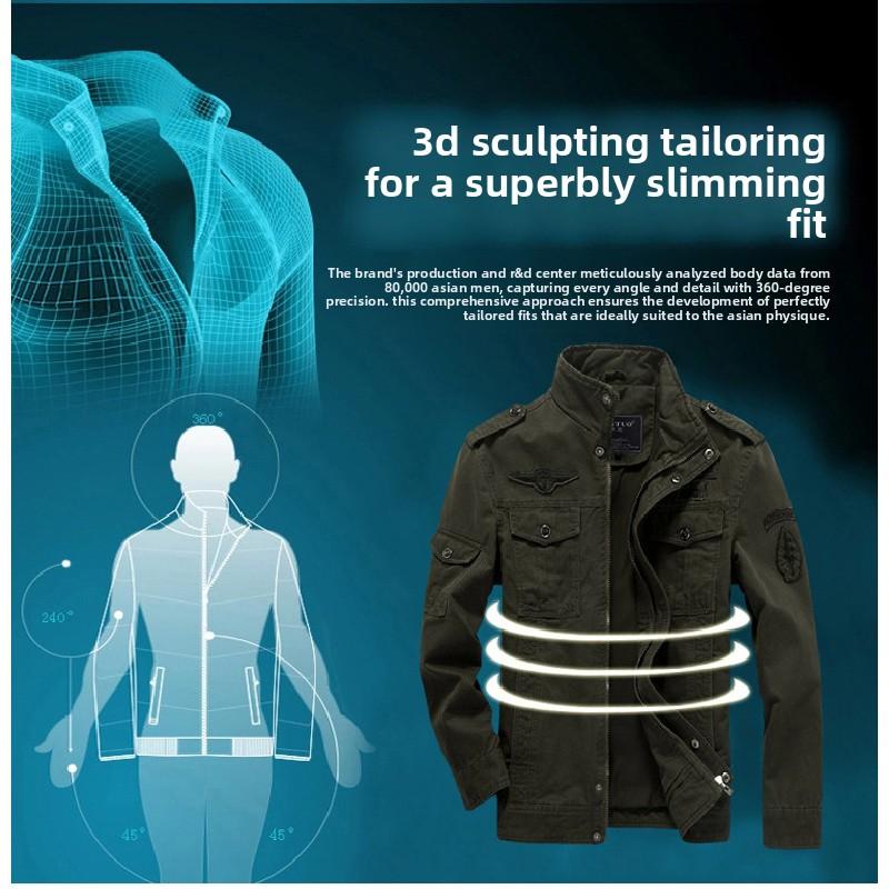 2026 Spring Men's Cotton Military Jacket Plus Size Casual Work Jacket
