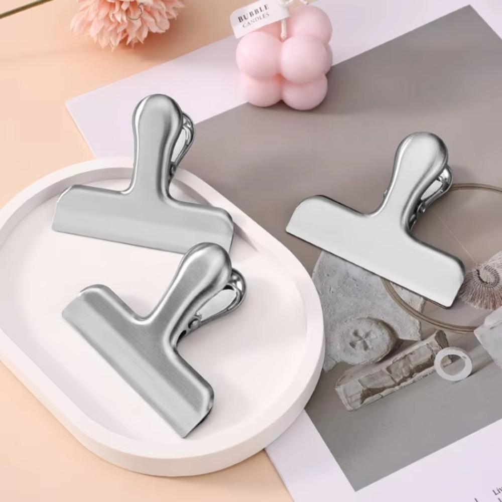 8PCS Stainless Steel Food Packages Clamp Round Corner Office Ticket Clip Photo Clip  Painting