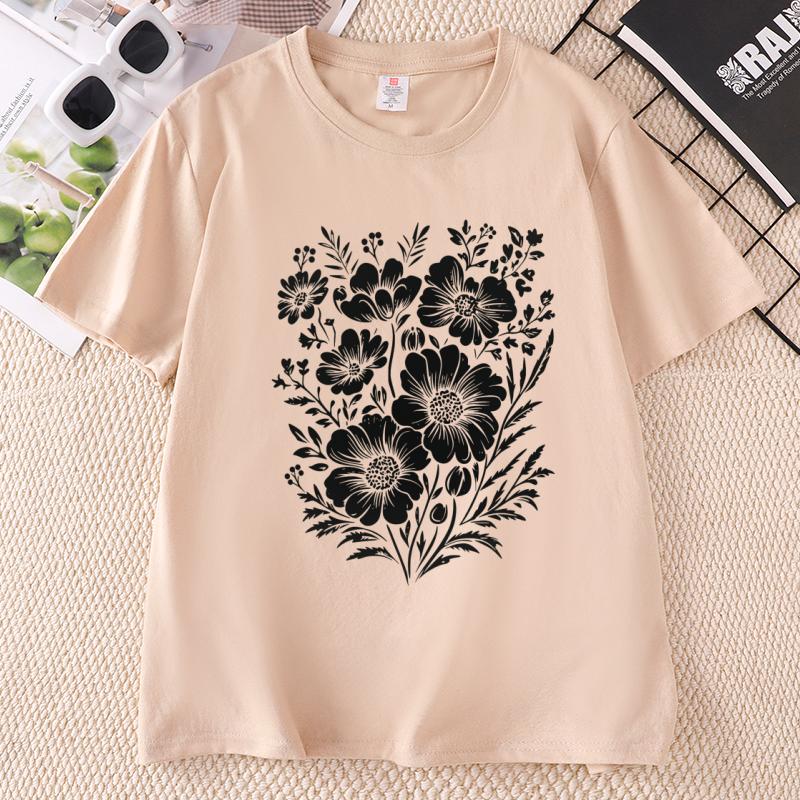 Vintage Pressed Flowers Tshirt Unisex Floral Tshirt Wildflowers T Shirts Boho Gardener Tshirt Unisex Ladies Clothing