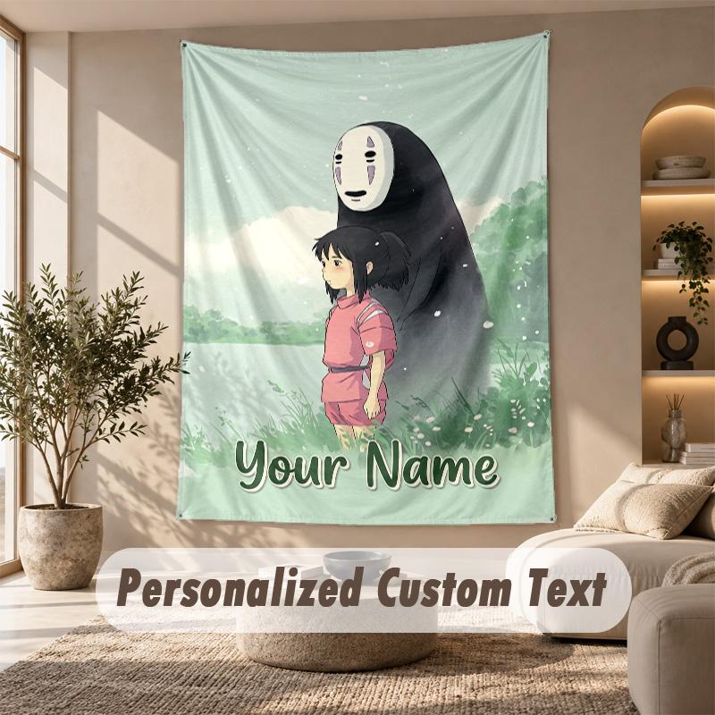 Tapestry Custom Name Text, Wall Hanging Tapestry Home Room DecorSpirited Away