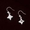S925 Sterling Silver Diamond Star Dangle Earrings for Women - Japanese & Korean Design, Luxurious & Shiny Five-Pointed Star Accessories.