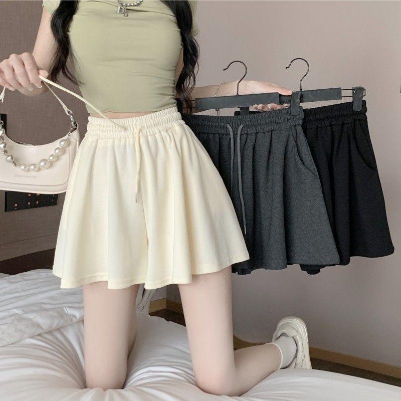 Korean-Style Summer Ballet Culottes: Women's High-Waist A-Line Wide-Leg Shorts Skirt Pants.