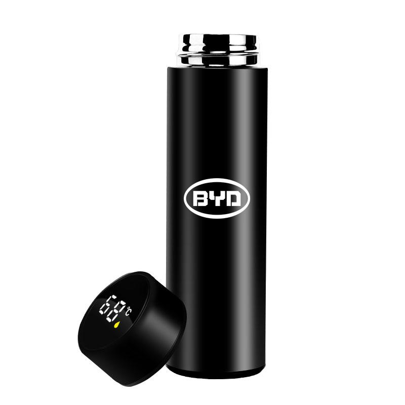 Car Smart Thermos Bottle With Temperature Display Coffee Cup Cover For BYD Qing Song Tang Yuan F3 I3 F0 F6 S6 S8 E5 Hub cover